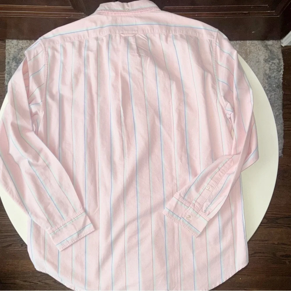 J. Crew Men’s Oxford Stripe Button Down Shirt Size Large New Pink Relaxed Fit